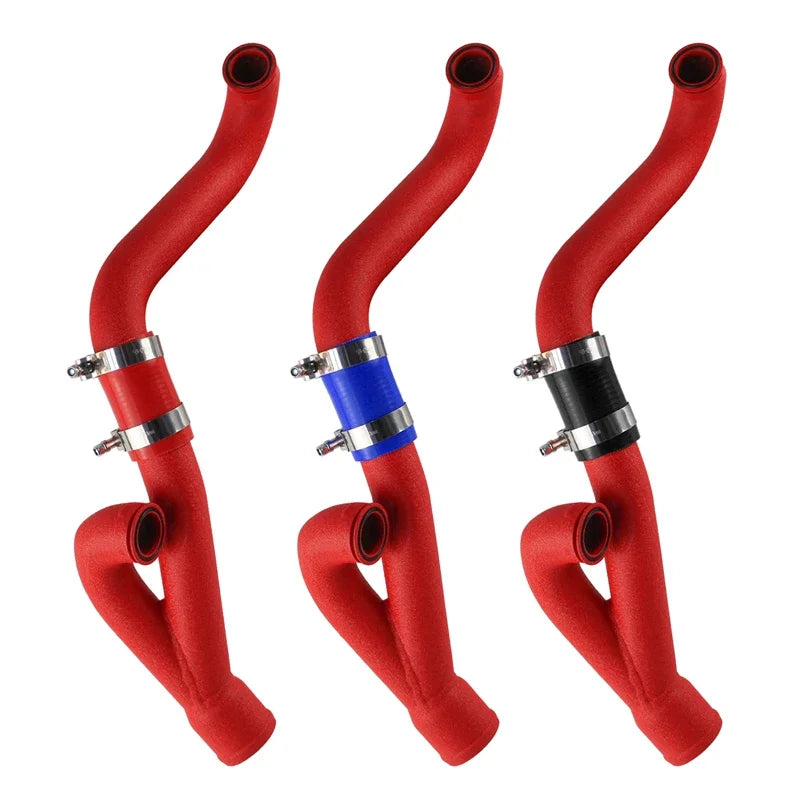 2" Aluminum Upgrade Pipe Kit Turbo Outlet Charge For BMW N54 E90 E92 E93 335i/335xi/335is 07-13 Wrinkle Red