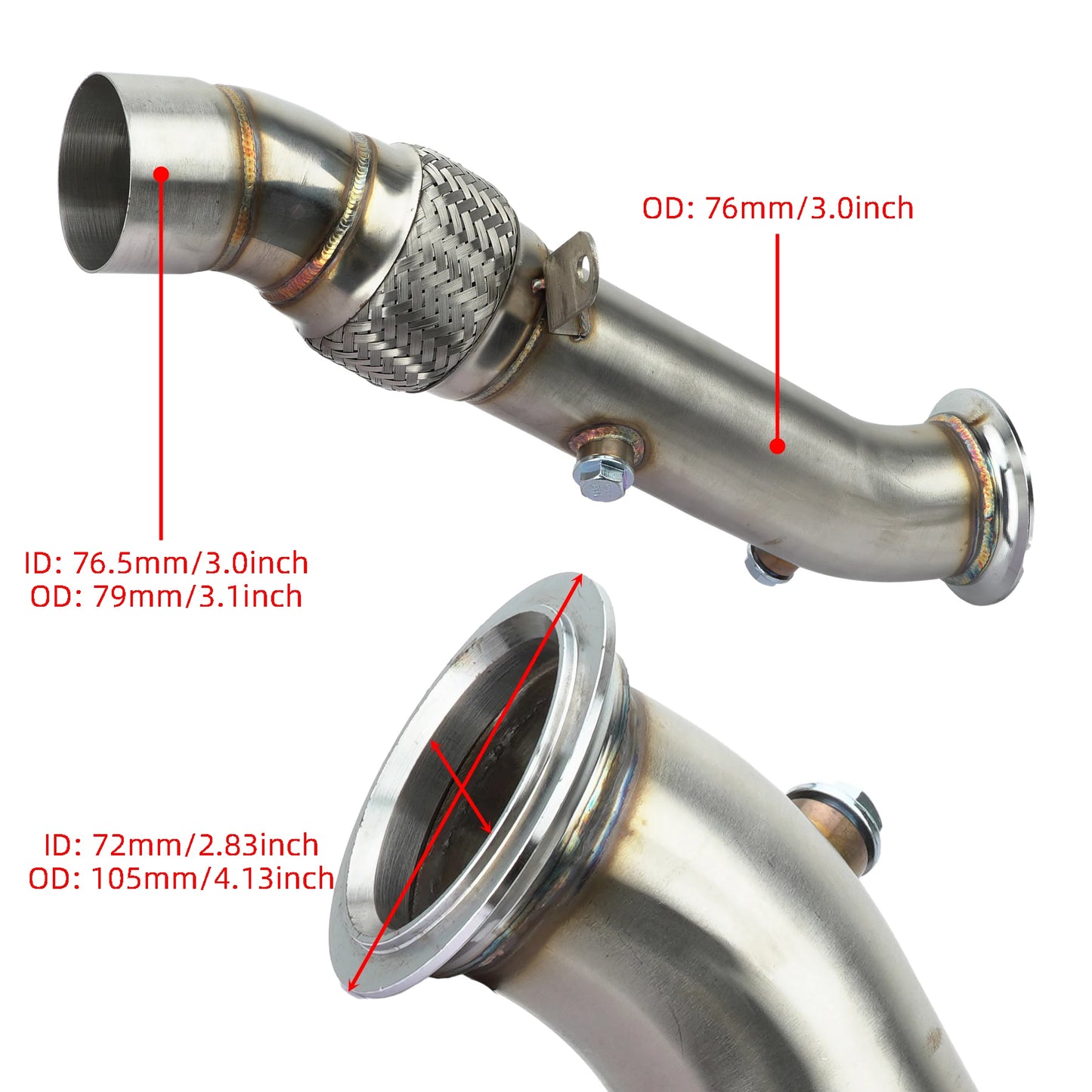 Catless Downpipe N55 Turbo for BMW 535i GT 535ix 640i 740i  F01 F06 F07 F10 F11 F12 F13 2010-2015 3.5inch Exhaust Down Pipe