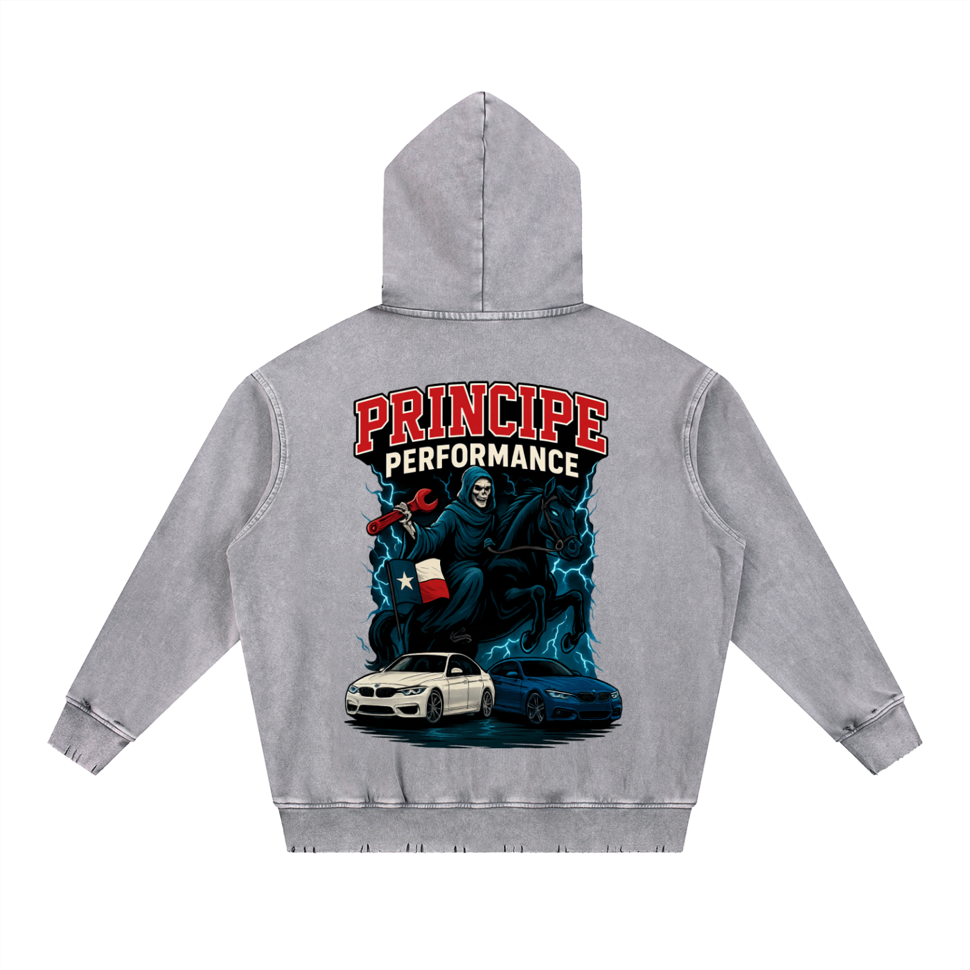 Snow Wash Hand-Frayed Heavyweight  Hoodie