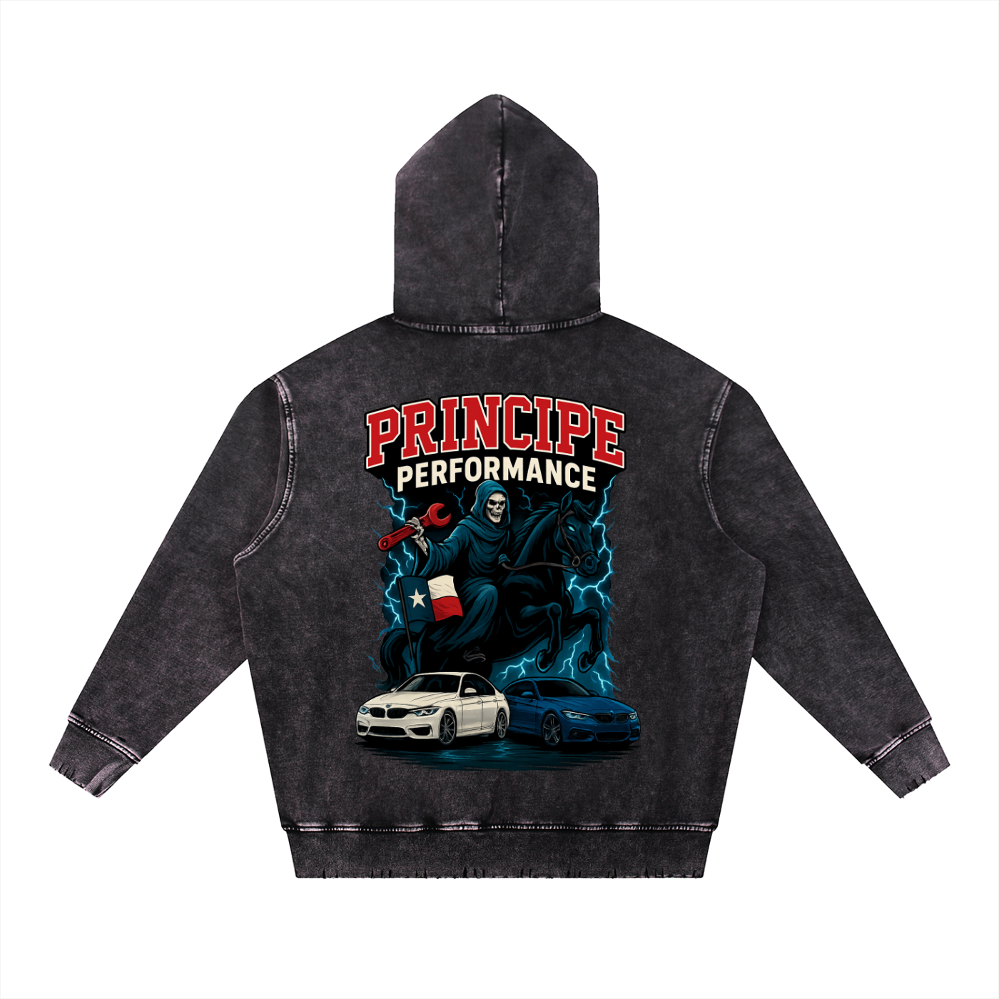 Snow Wash Hand-Frayed Heavyweight  Hoodie