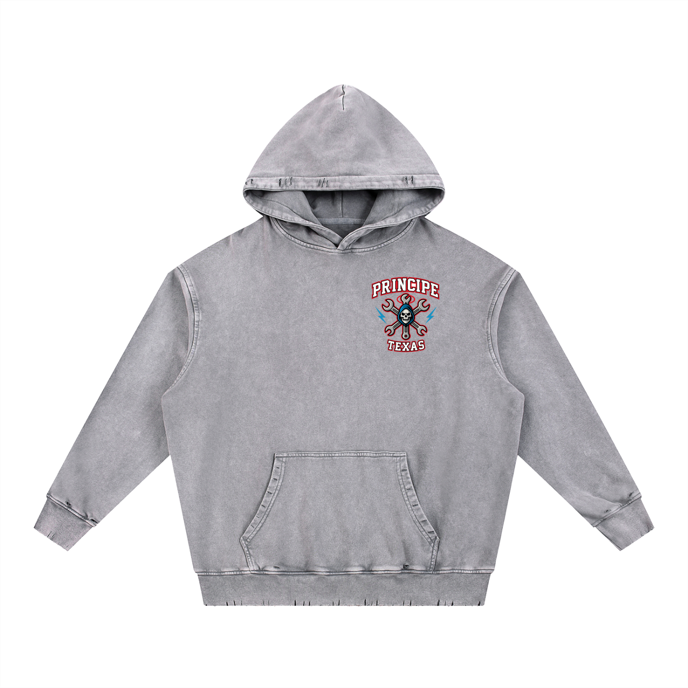 Snow Wash Hand-Frayed Heavyweight  Hoodie