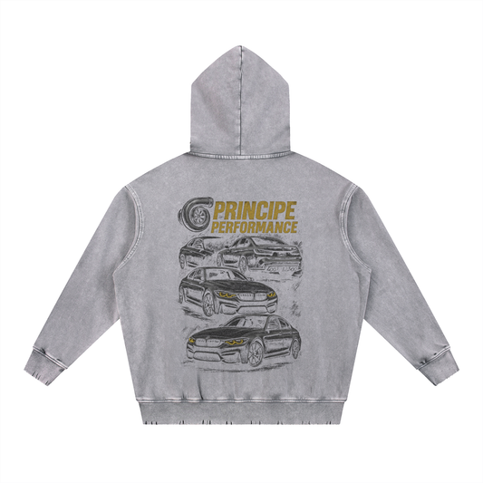 Snow Wash Hand-Frayed Heavyweight  Hoodie