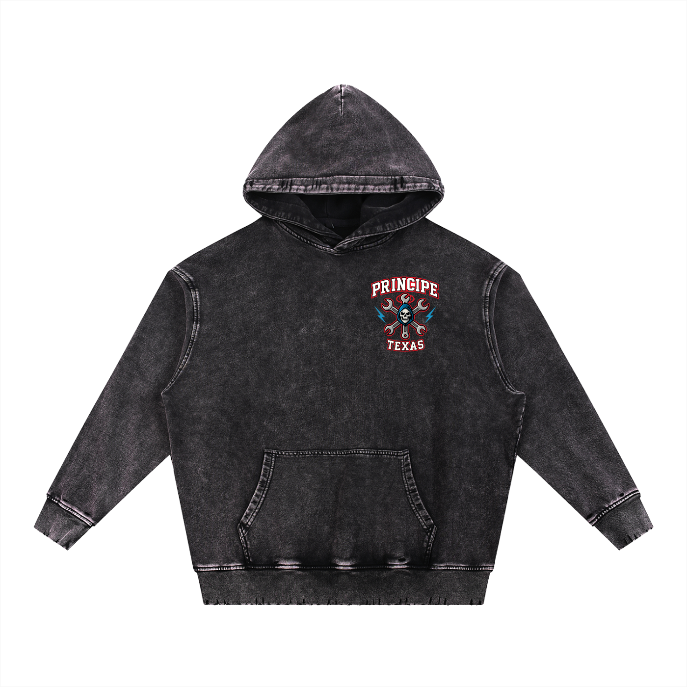 Snow Wash Hand-Frayed Heavyweight  Hoodie